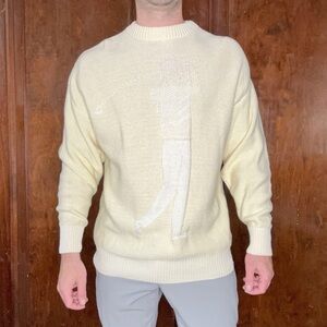 Vintage Sansabelt Golfer Cotton Knit Crewneck Sweater Yellow Men’s XL